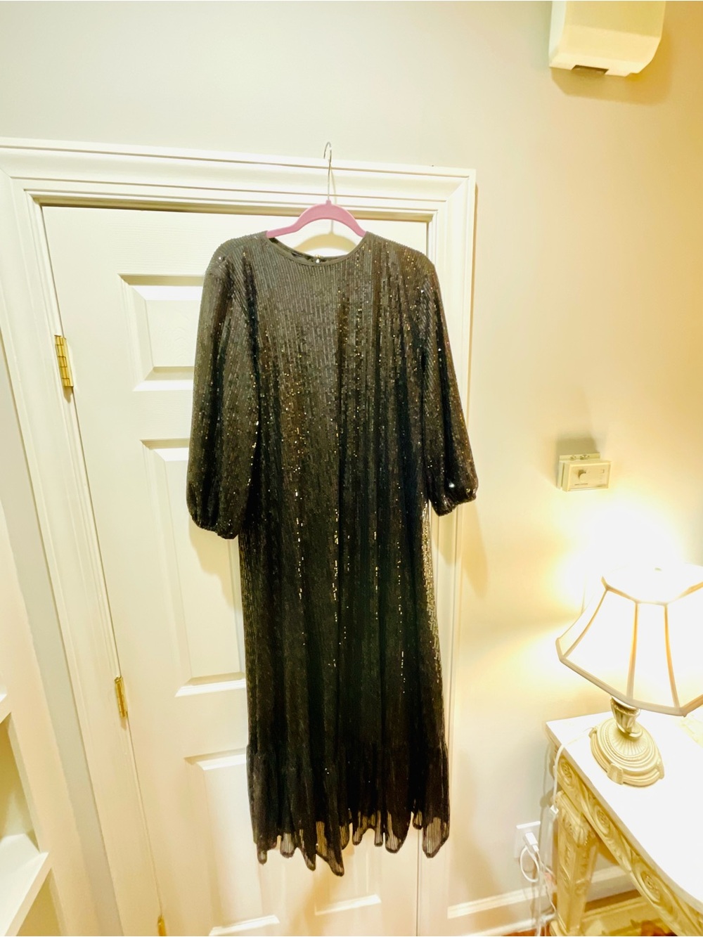 Black Sequin Long Sleeve Evening Dress - Picture 6 of 12